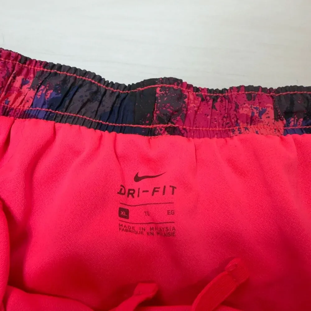 Nike Womens Shorts XL Pink Printed Lined‎ Drawstring Elastic Waist